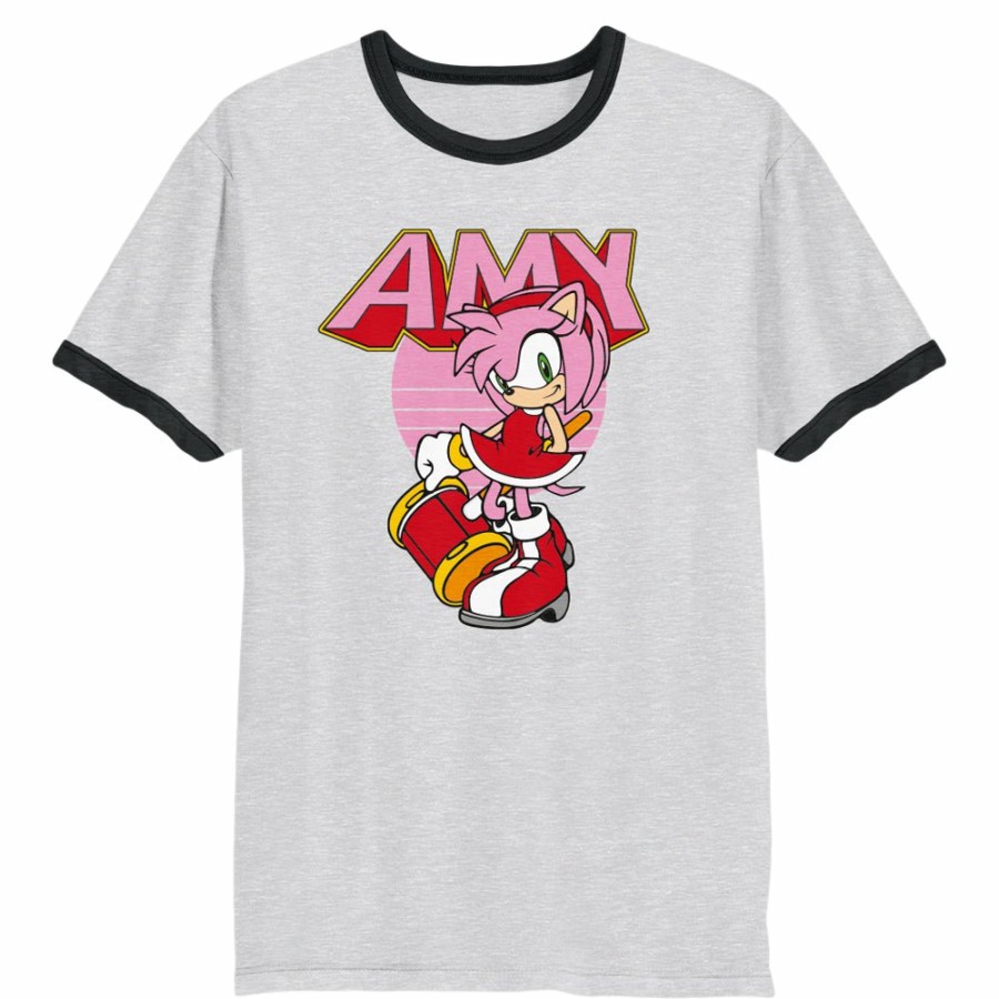 Apparel SwiftPOD LLC (D2 America) | Amy Rose Retro Grey Ringer Tee