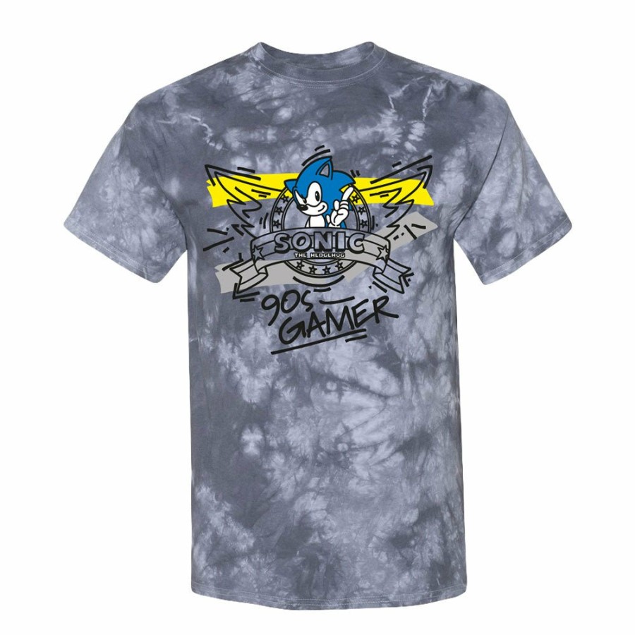 Apparel SwiftPOD LLC (D2 America) | Sonic The Hedgehog 90'S Gamer Gray Tie-Dye Tee