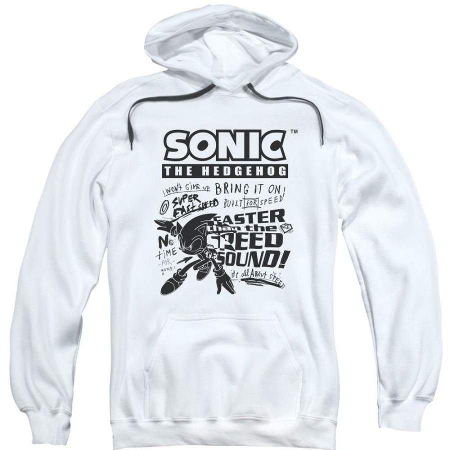 Apparel Trevco | Colorless Motion Sonic Sketch White Pull-Over Hoodie