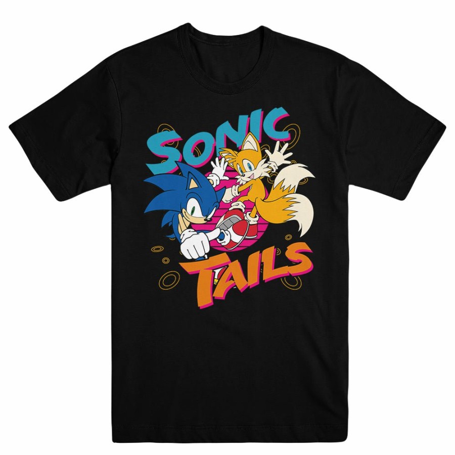 Apparel SwiftPOD LLC (D2 America) | Sonic And Tails Retro Black Tee